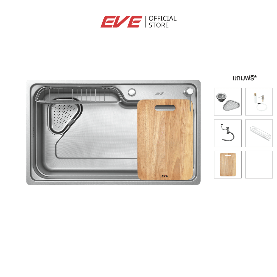 ซิงค์ฝัง 1 หลุม EVE EMBER 810/490 สีซิลเวอร์ พลัส_5